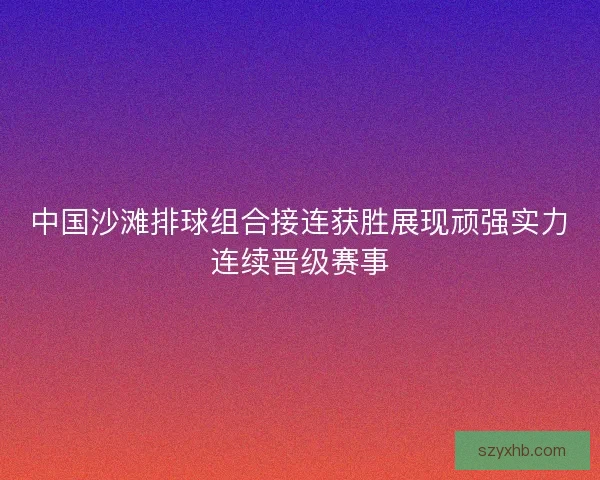 中国沙滩排球组合接连获胜展现顽强实力连续晋级赛事